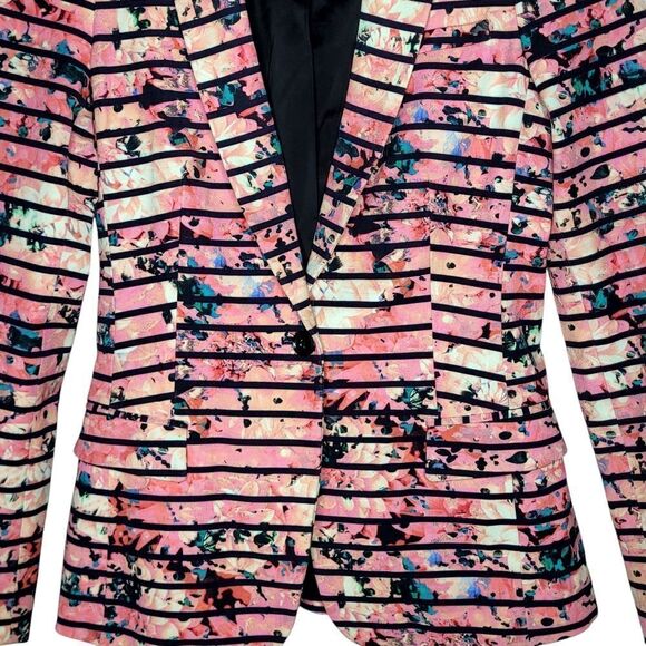 Banana Republic Striped Floral Single Button Blazer Size 4 - Picture 3 of 9
